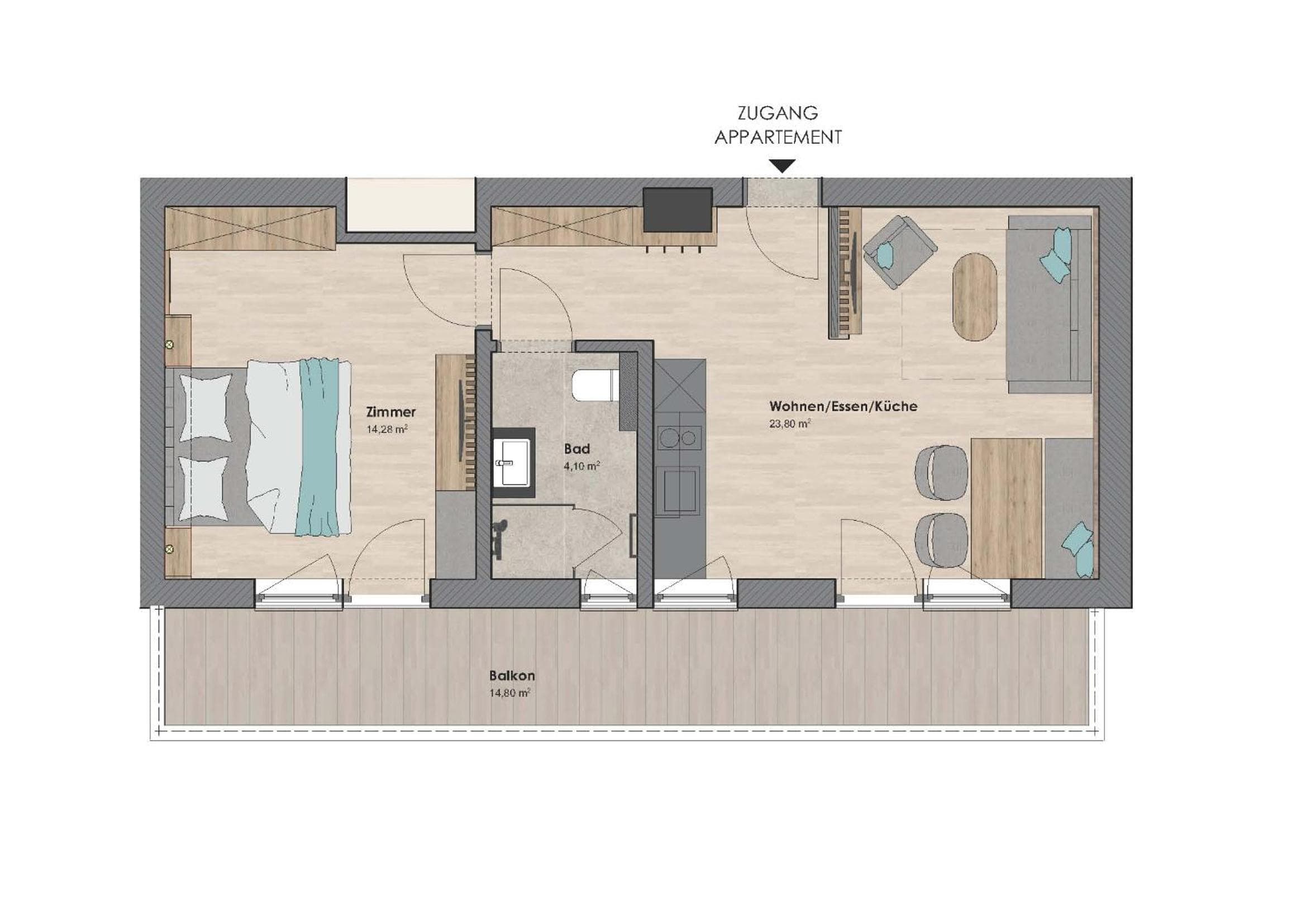 Apartment mit 1 Schlafzimmer
